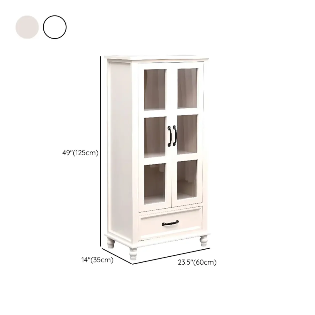 Freestanding Solid Wood White Cabinet with Drawers