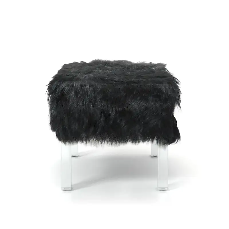 Modern Faux Fur Acrylic Footstool