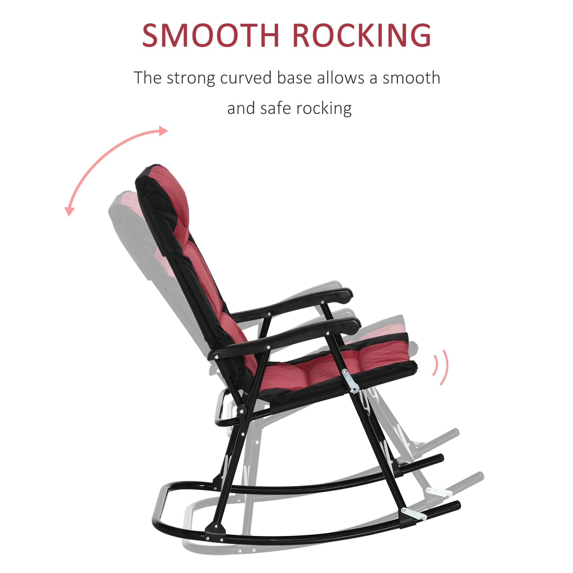 Outsunny Folding Rocking Chair Set with Padded Seat and Back, Pillow