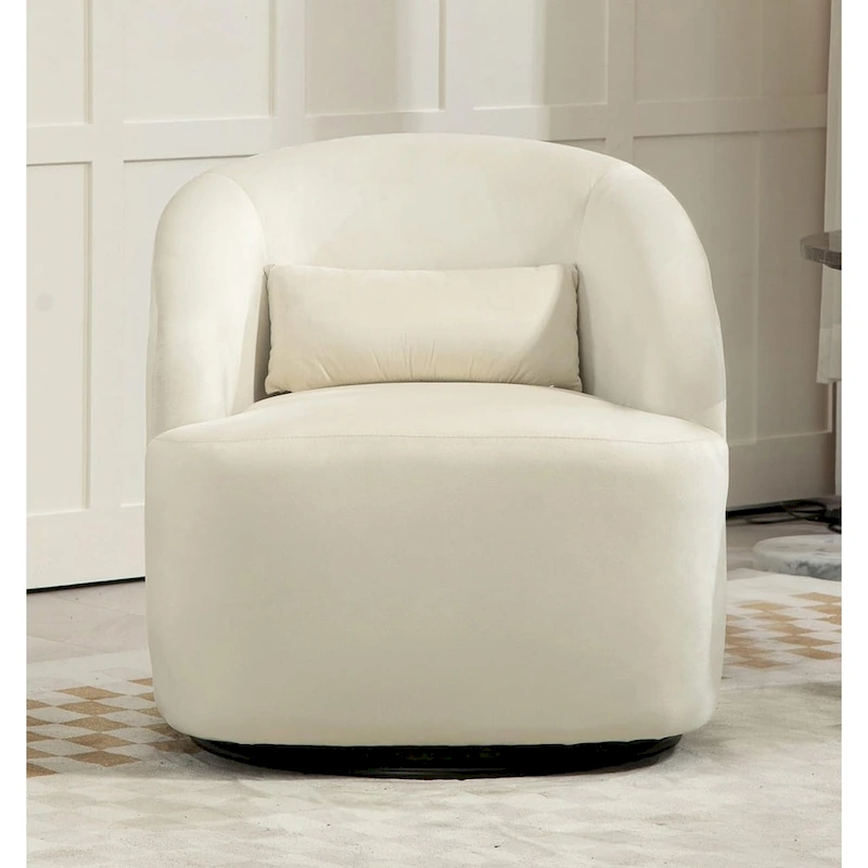 Accent Chair with Barrel-shaped Design and 360 Degree Swivel Feature