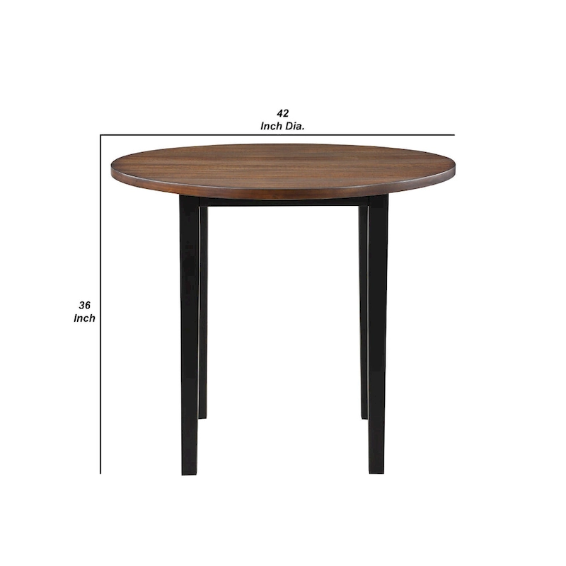 Jeremy 42 Inch 5 Piece Round Counter Table Set with Fabric Seat, Brown and Black