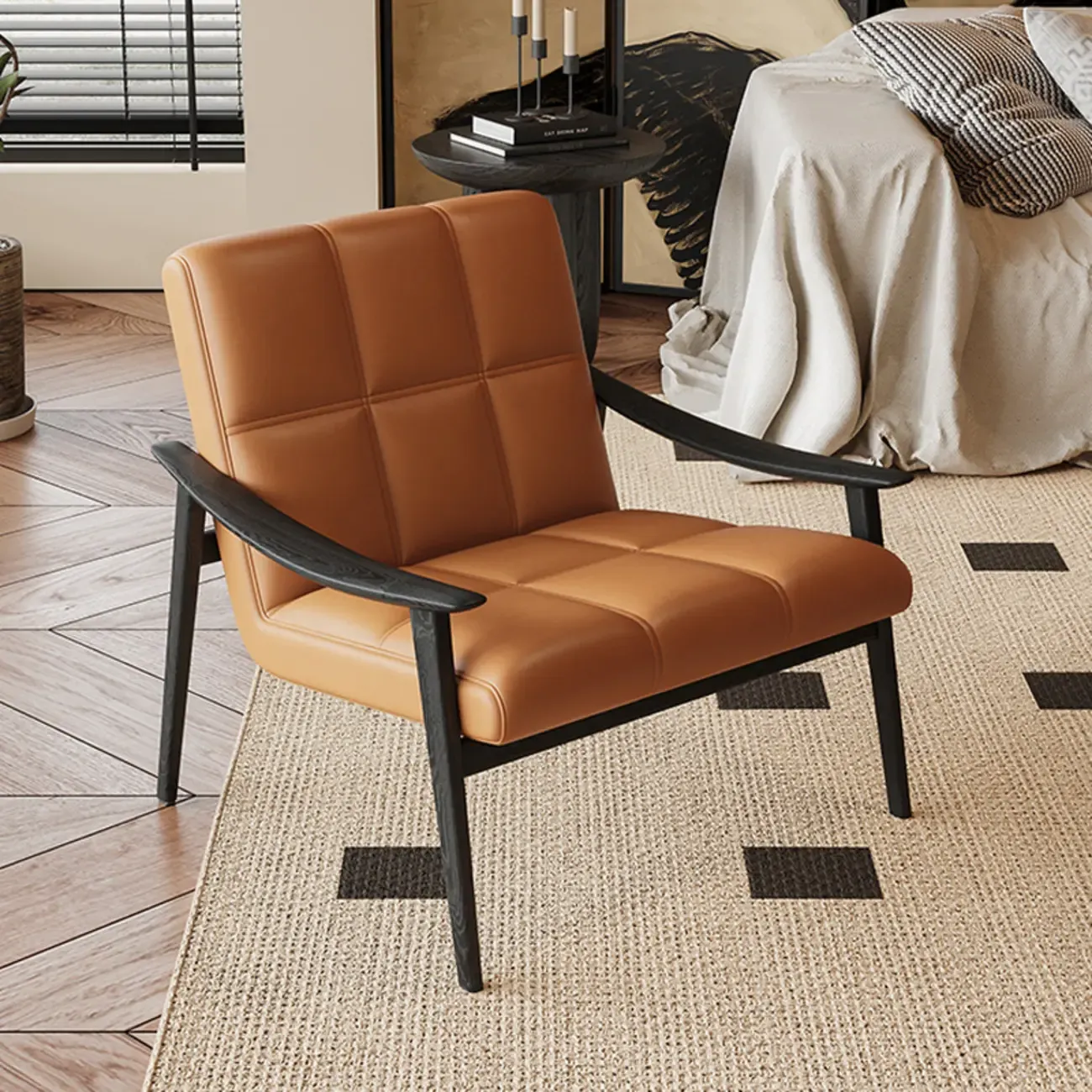 Elegant Genuine/Nappa Leather Mid-Back Accent Chair