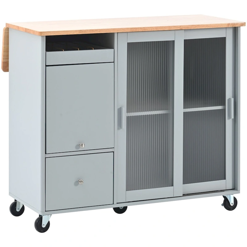 Merax Large Kitchen Island Cart with an Adjustable Shelf and 2 Drawers