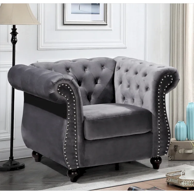 Kemos Classy Velvet Chesterfield Armchair