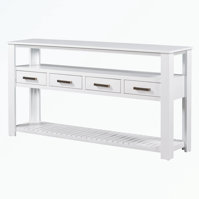 Console Table with 4 Drawers and 2 Shelves