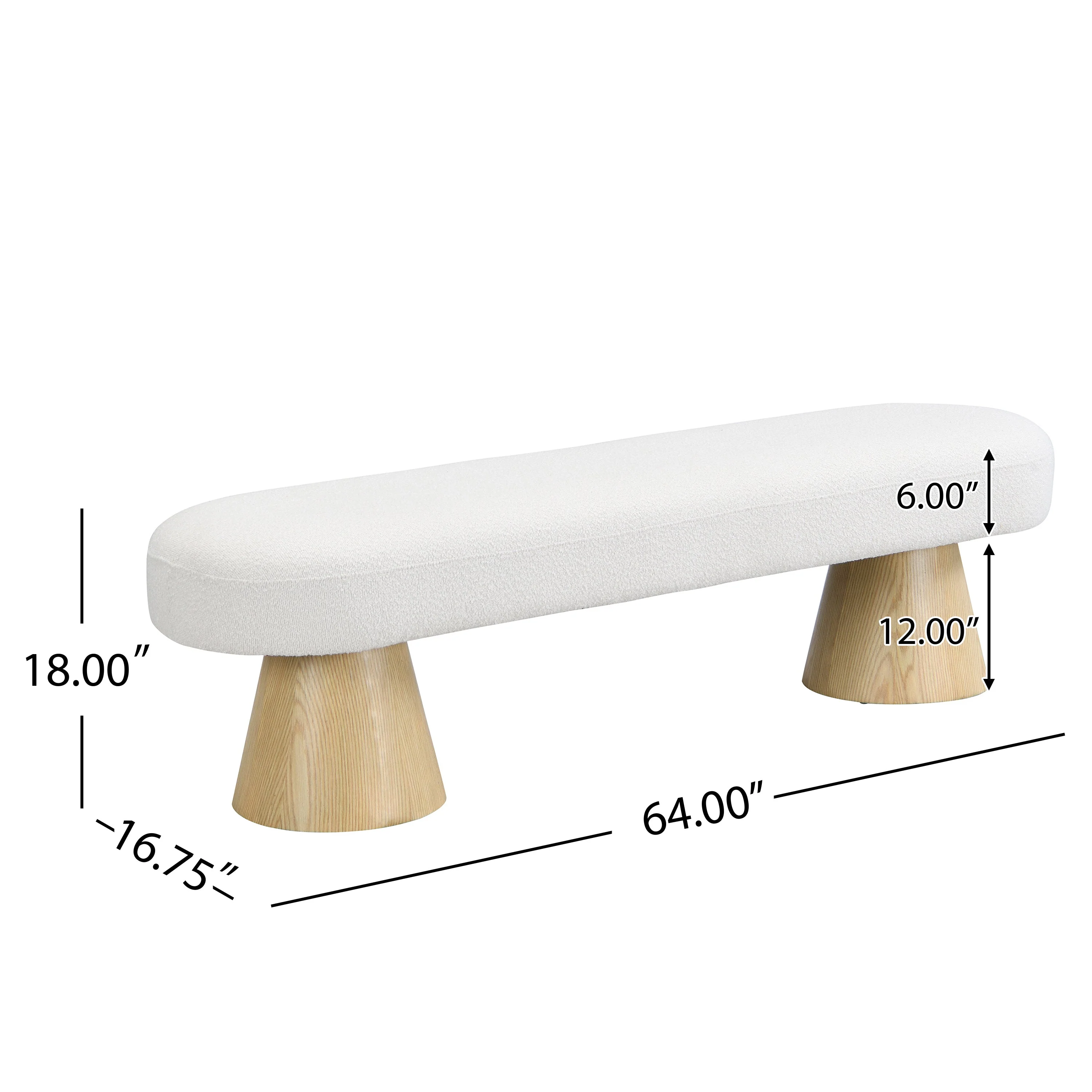 Walker Edison | Boucle Upholstered 64in Bench