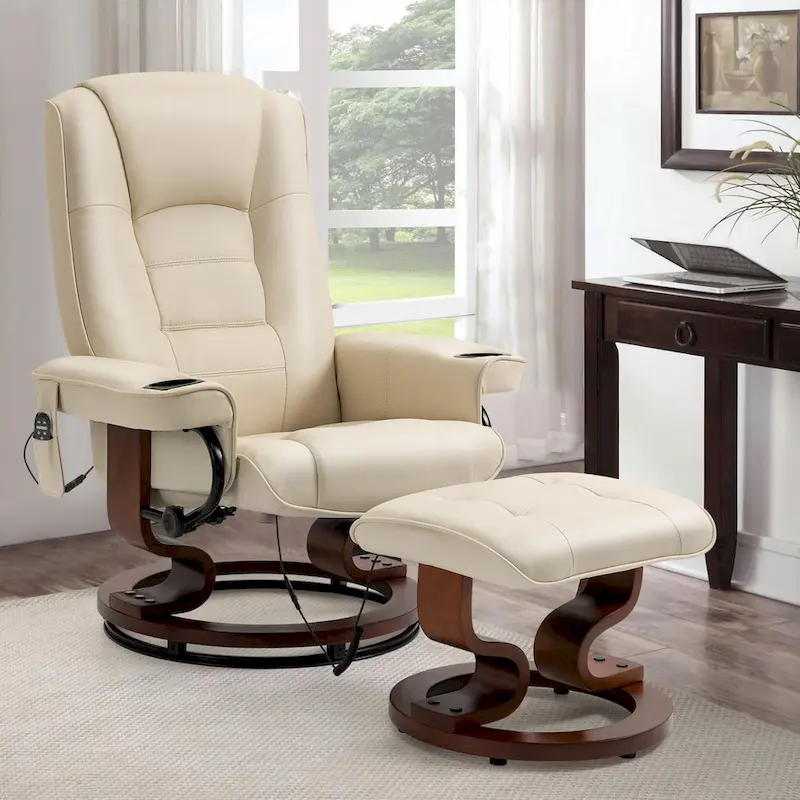 AVAWING Recliner Chair with Ottoman Vibration Massage Swivel