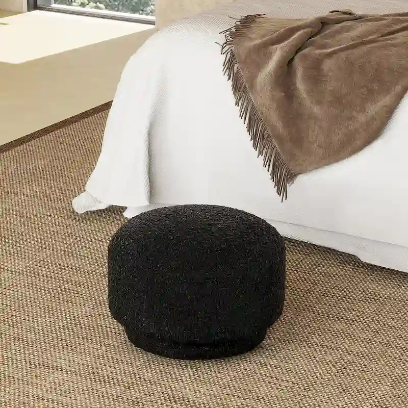 Fuji 15 Faux Sherpa Mushroom Footstool Ottoman