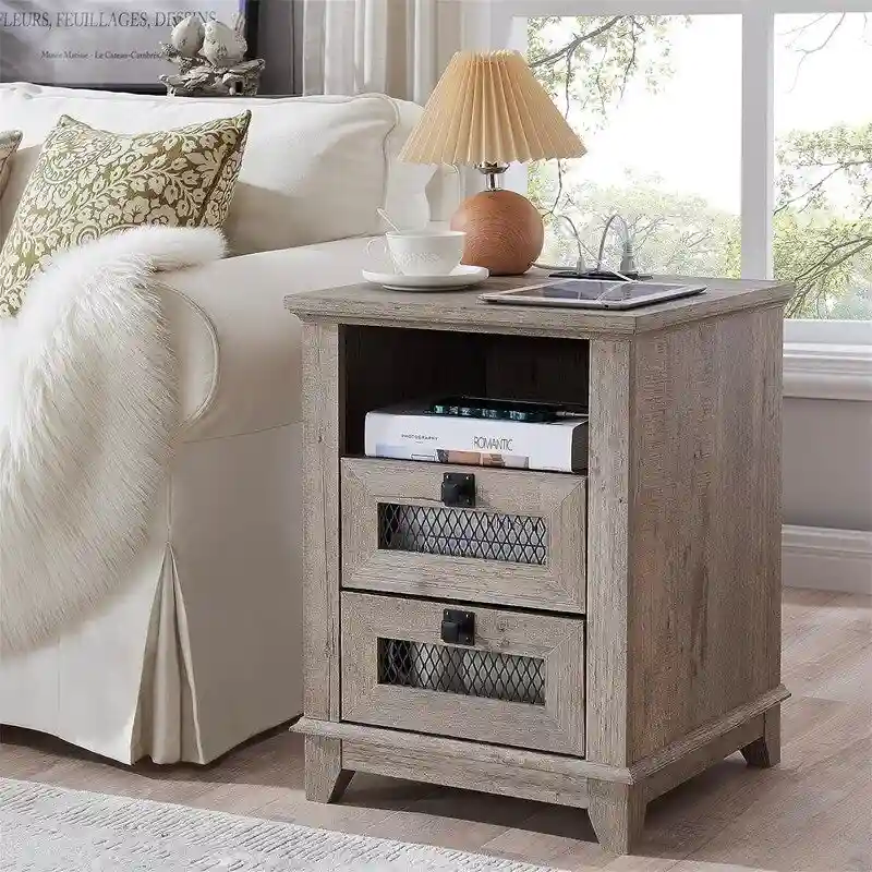 End Table with 2 Drawers - 18 D x 18 W x 24 H