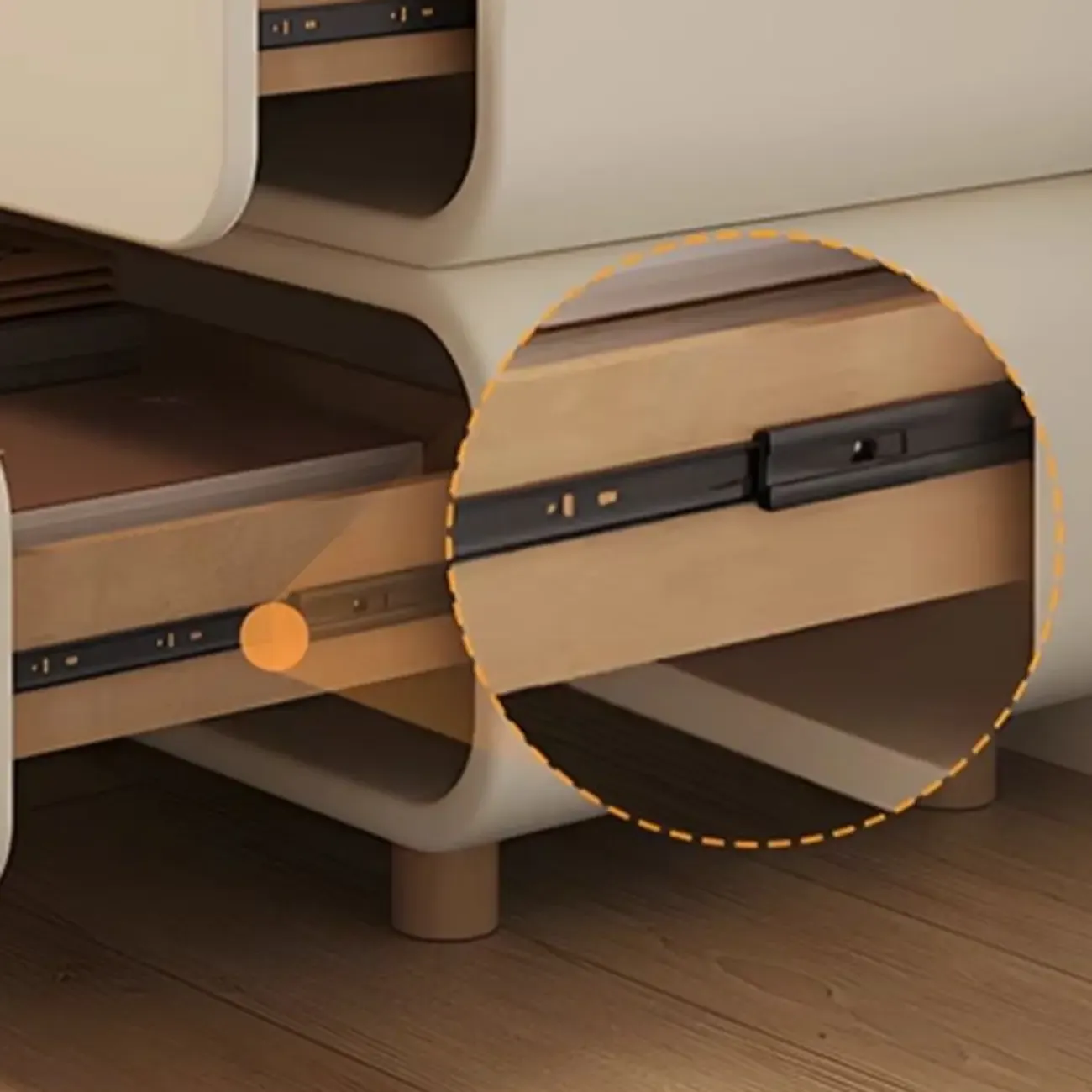 Bedroom Off-White Wooden Two Drawer Nightstand