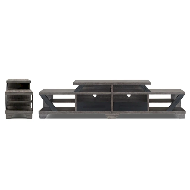 Modern Gray 82 Wide Open Shelf Tiered TV Stand