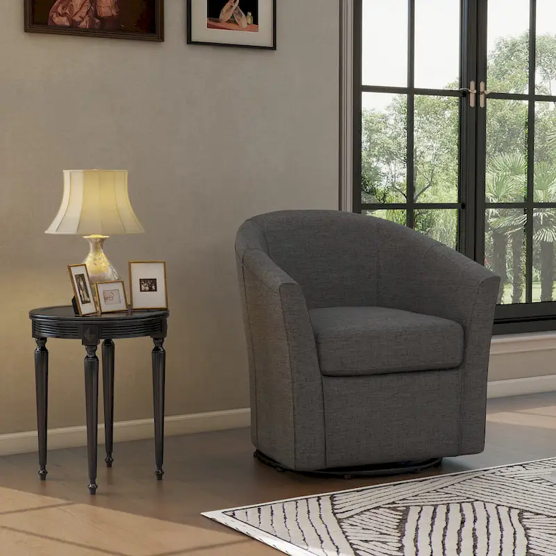 Modern Upholstered Swivel Barrel Chair Living Room Accent Chair