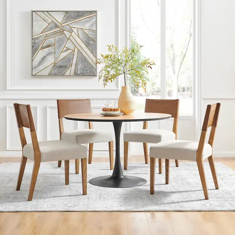 Faux Leather & Linen Dining Side Chair (Set of 2)