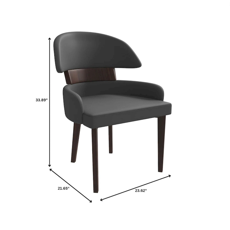 Leather Dining Chair with a Curved Back in Rubberwood Ethos Series by LeisureMod