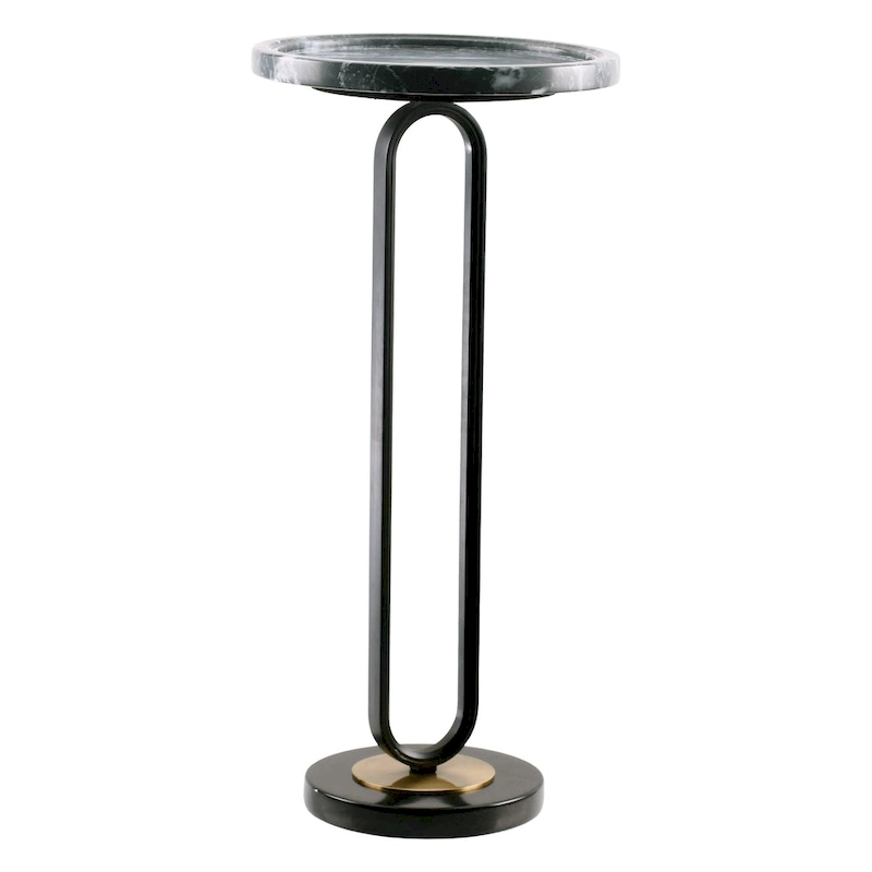 12  Grey Round Marble Metal Marble Pedestal End Table