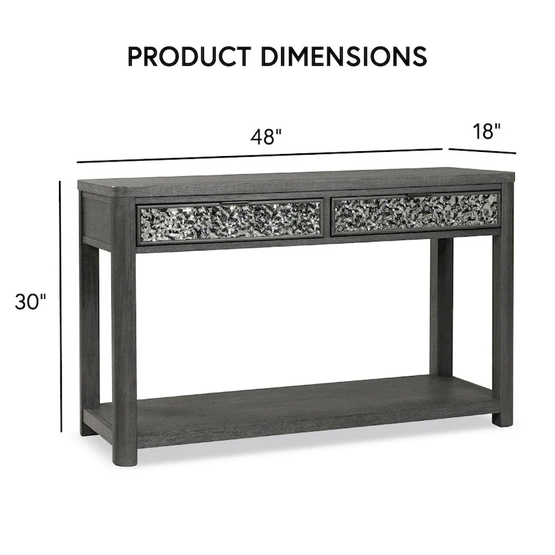 Furniture of America Piez Modern Ash Grey Wood 2-Drawer Sofa Table with Open Shelf