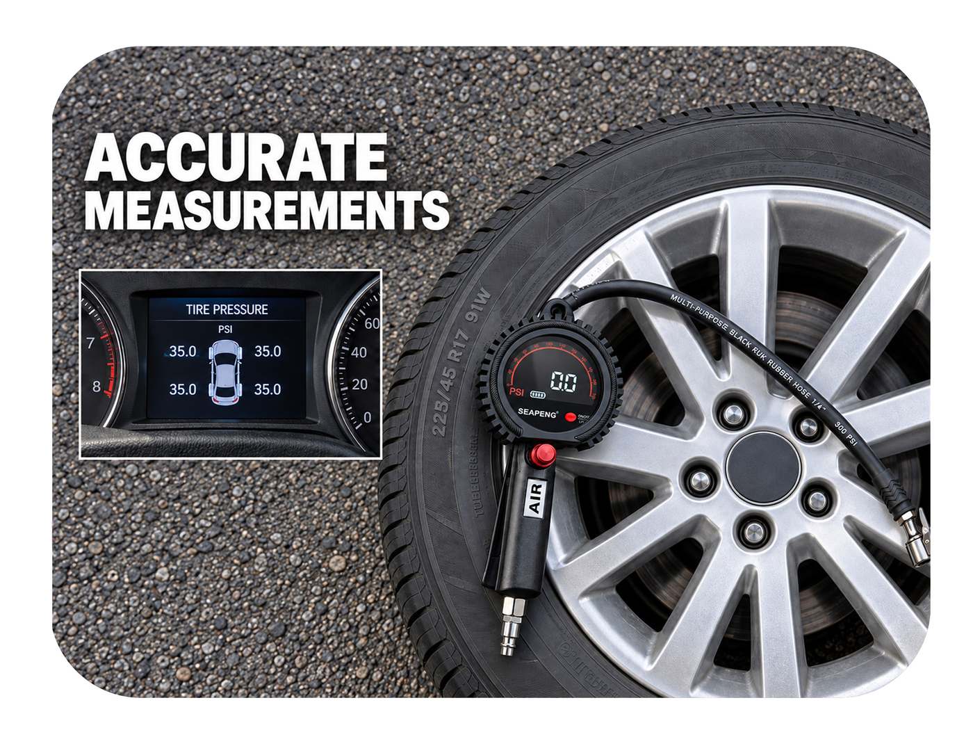 Accurate tire pressure measurements with the SEAPENG TB-801 gauge