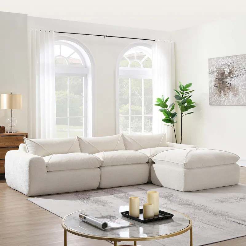 116-In Modern Chenille Sectional Sofa with High Density Foam,No Assembly Required