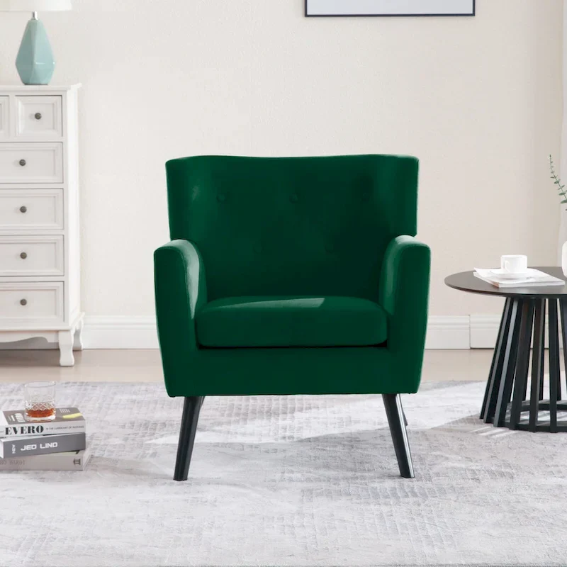 Velvet Upholstered Armchair Tufted Accent Chair, Set of 2 - 30.71H x 28.35 W x 27.56D