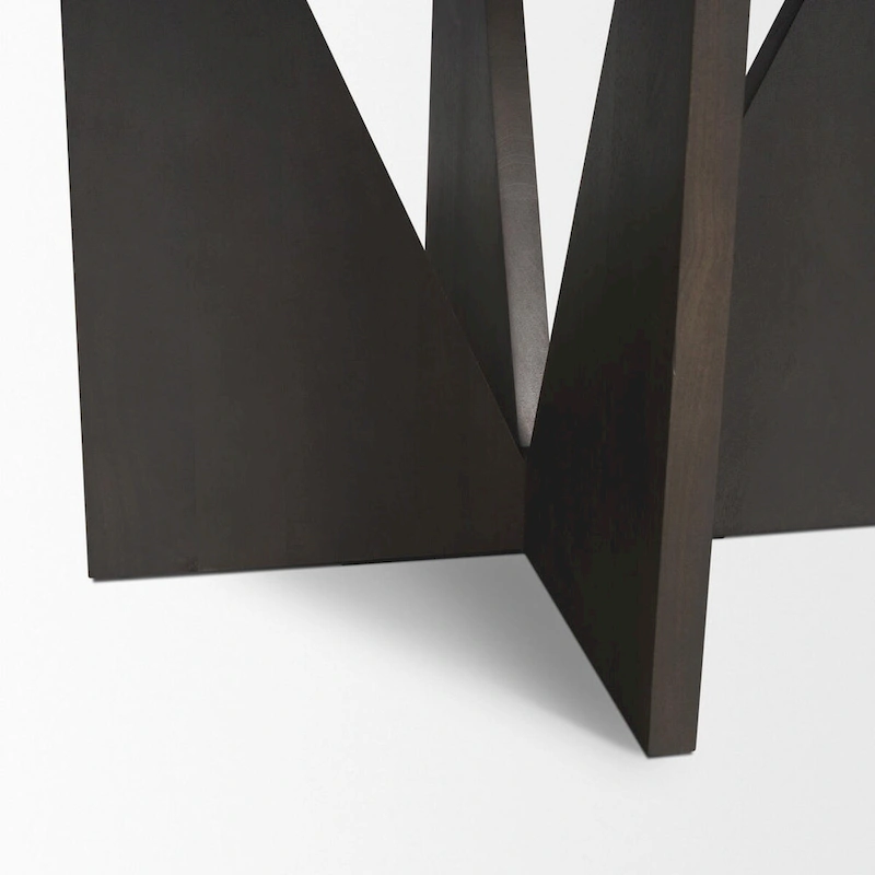 Tarro 60 Round Textured Espresso Wood w/ Geometrical Base Dining Table - 60.0L x 60.0W x 30.0H