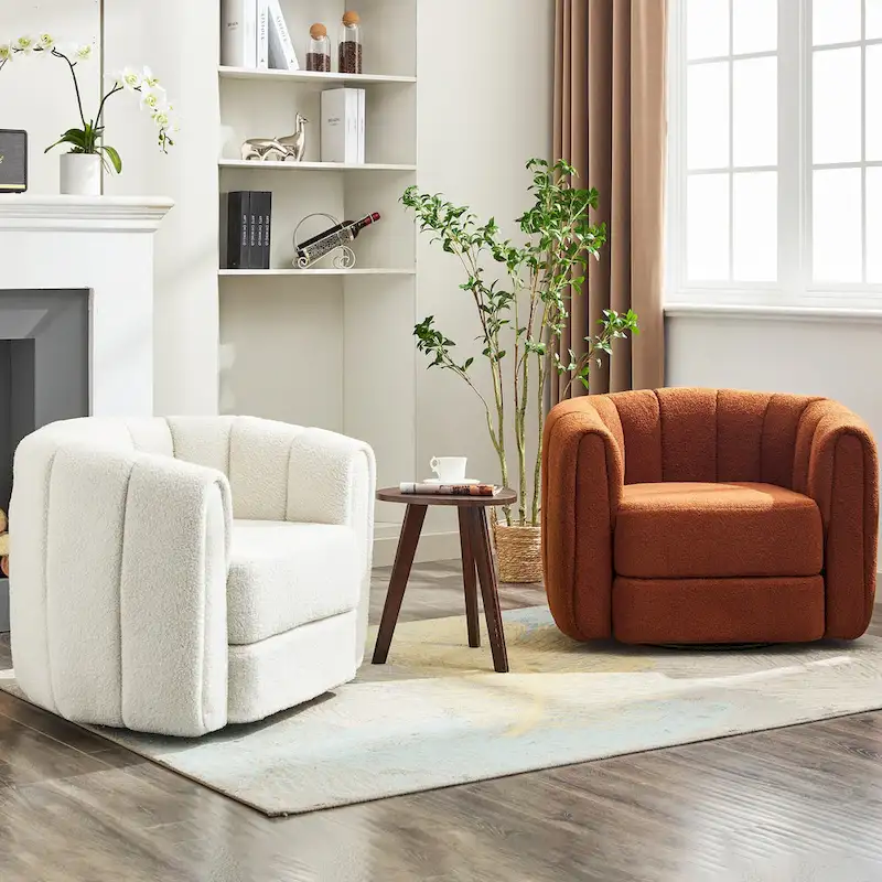 Modern Upholstered Swivel Accent Barrel Chair