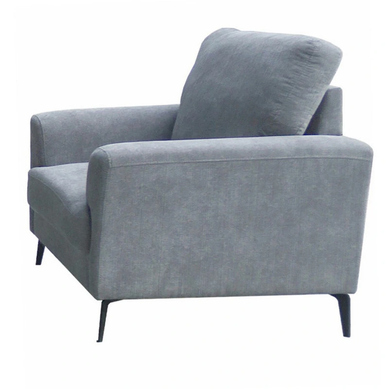 Jake 37 Inch Accent Sofa Armchair, Gray Chenille Foam Cushions, Metal Legs