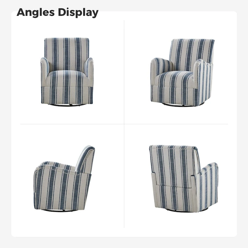 Pancy Traditional Swivel Armchair with Jacobean Strip Pattern by HOLALA HOME