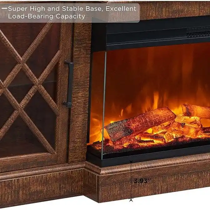 Farmhouse 3-Sided Electric Fireplace TV Stand, Entertainment Center