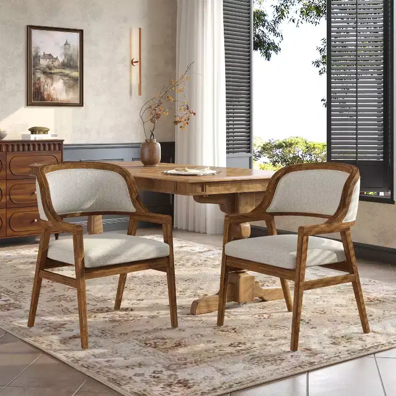 Christopher Knight Home Rosa Mid-Century Modern Rubberwood Upholstered Dining Chairs (Set of 2)