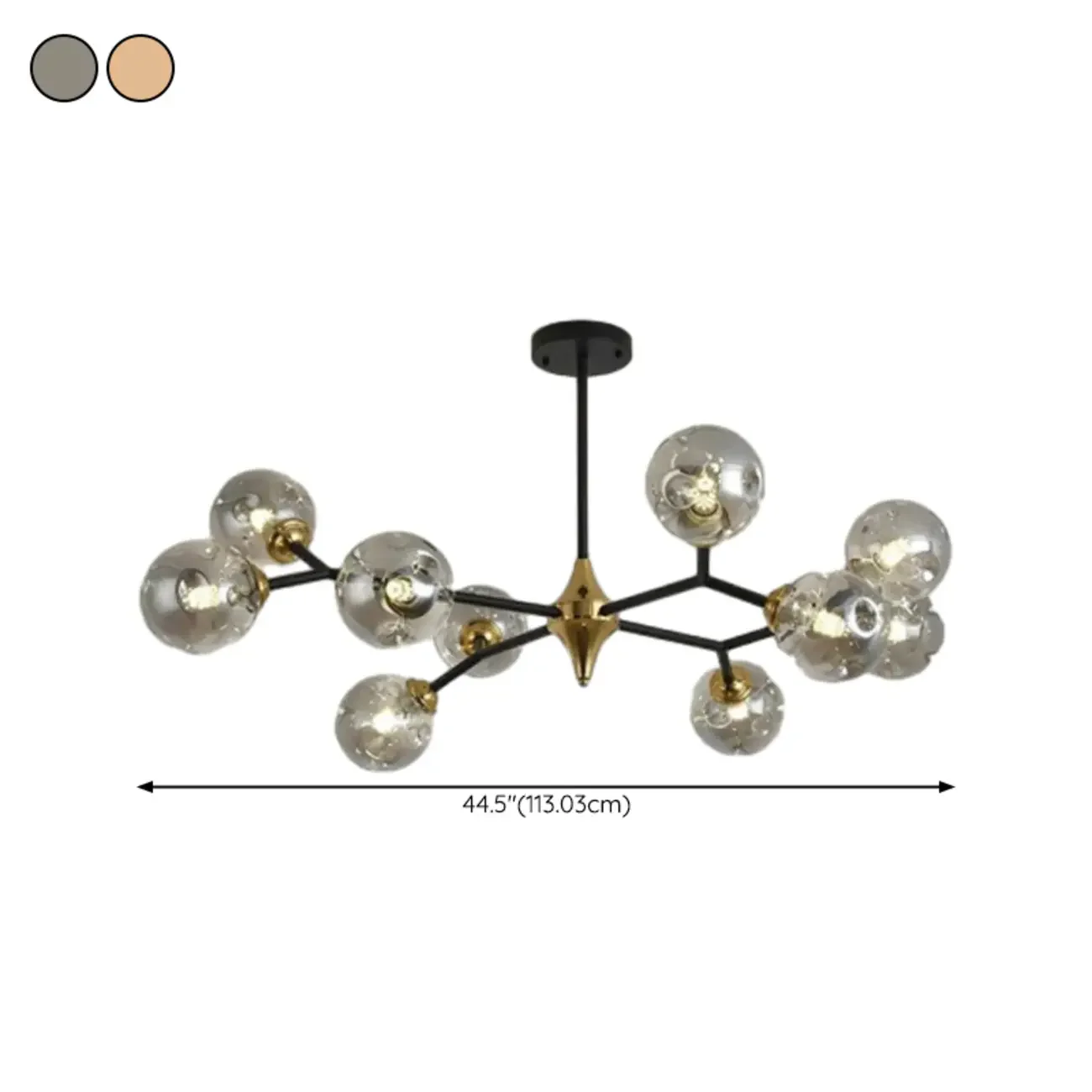 Modern Black Gold Glass Sputnik Chandelier