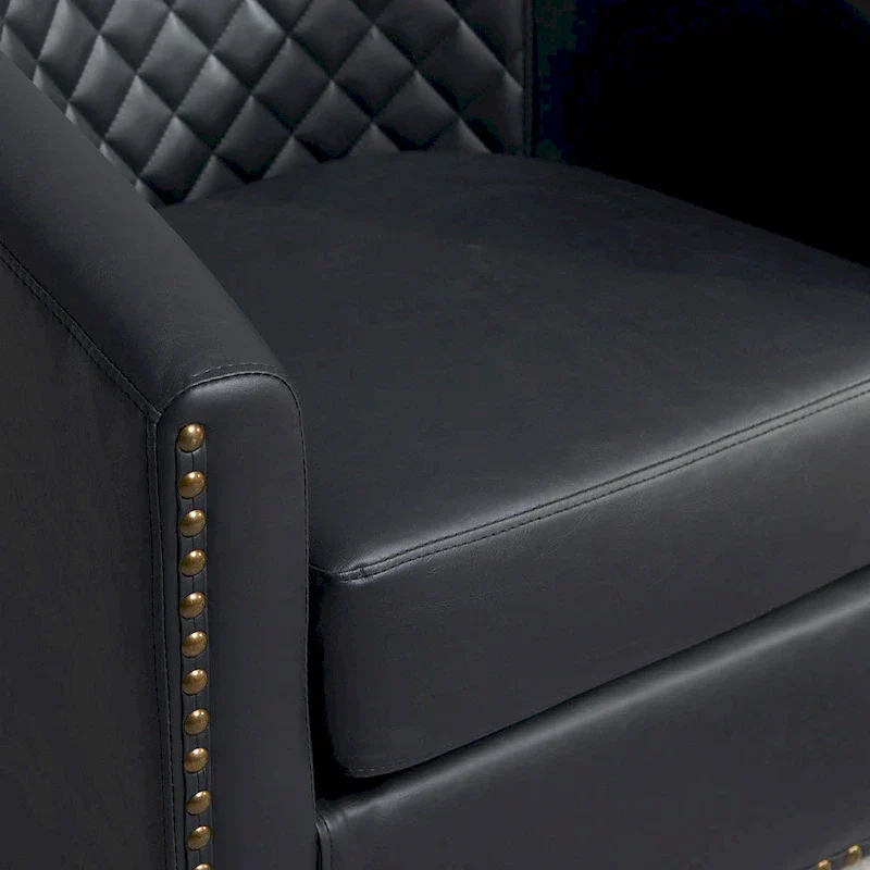 KINWELL 29 Wide Tufted PU Leather Swivel Barrel Chair