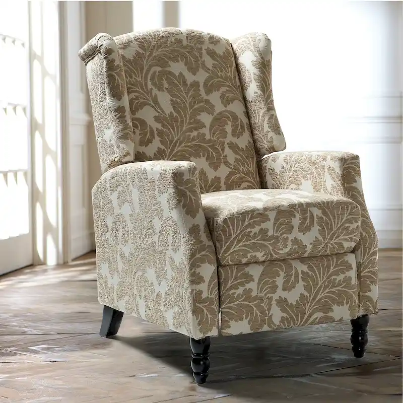 Damaris Mid-Century Modern Manual Pushback Recliner with Wingback Design by HULALA HOME