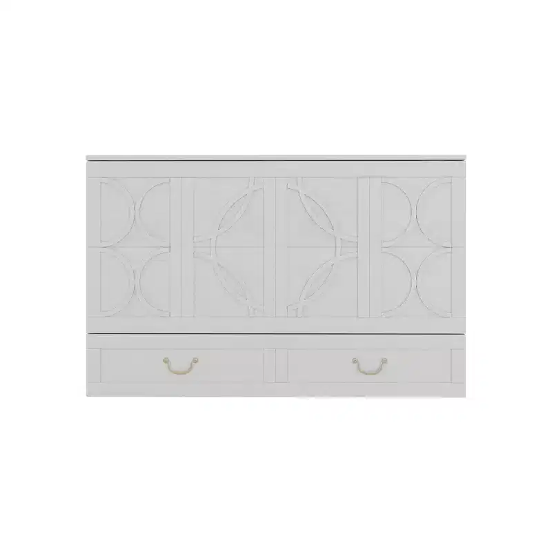 Keloyid Haimyy Solid Wood Frame Queen Murphy Bed Chest with Built-in Charger and Strong Drawer