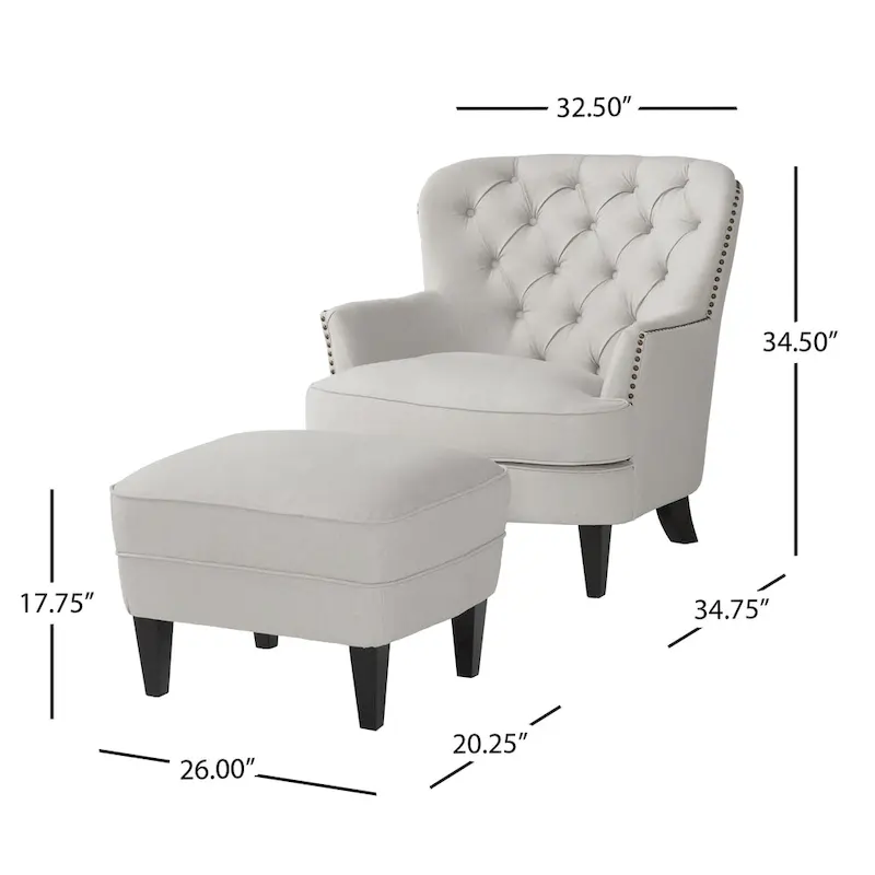 Tafton Tufted Club Chair with Ottoman by Christopher Knight Home
