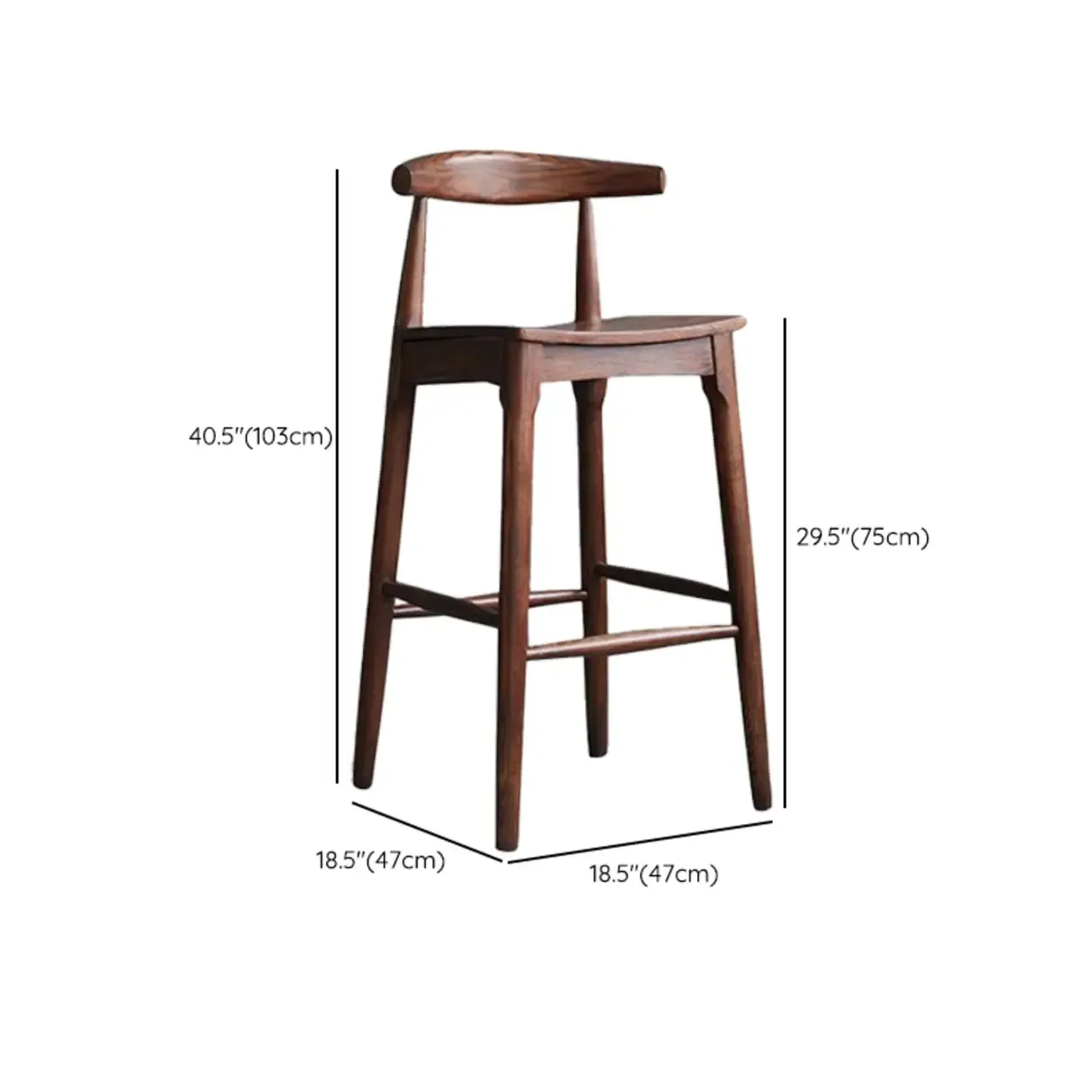 Rustic Wooden Saddle Open Curved Back Counter Bar Stools