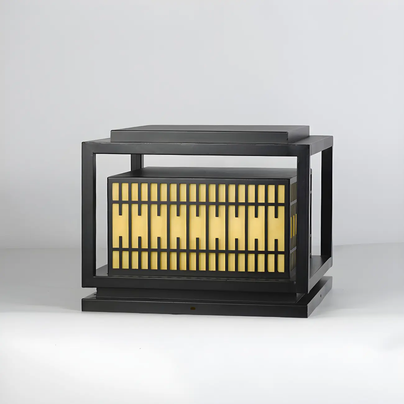 Black Metal Rectangle Lantern Design Post Cap Light