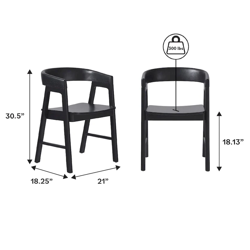 Middlebrook Modern Solid Wood Rounded Back Dining Chair (Set of 2)