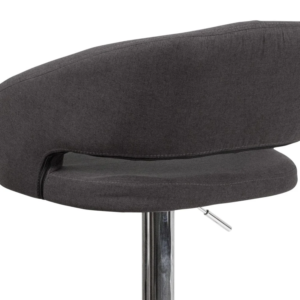 Modern Upholstered Adjustable-Height Barstool with Rounded Back