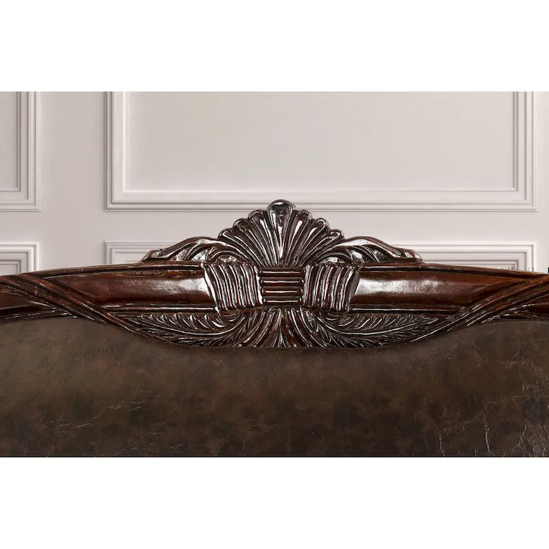 Quez Traditional Brown Faux Leather Rolled Arms Sofa by Furniture of America