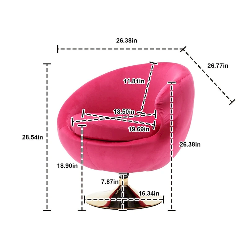 HOMEFUN Velvet 360 Degree Swivel Cuddle Barrel Accent Chairsset of 2