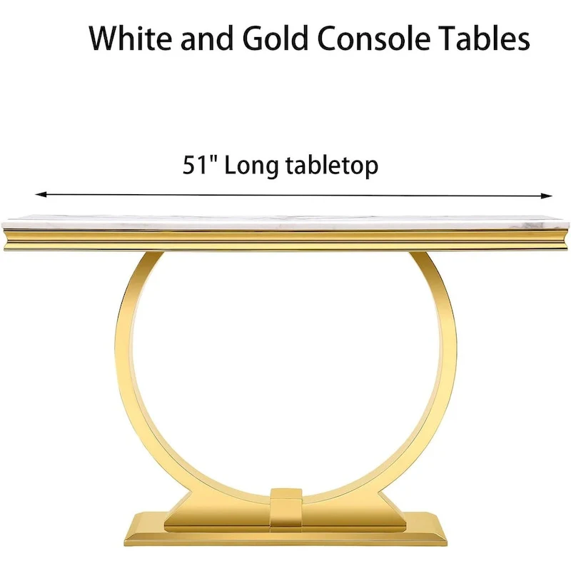 Modern Console Tables With Metal U Base and Gloss texture top