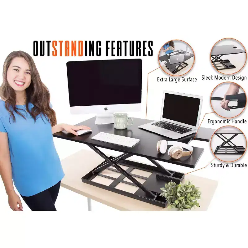 X-Elite Pro 36 Standing Desk Converter with Pneumatic Height Adjustment Black Stand Steady