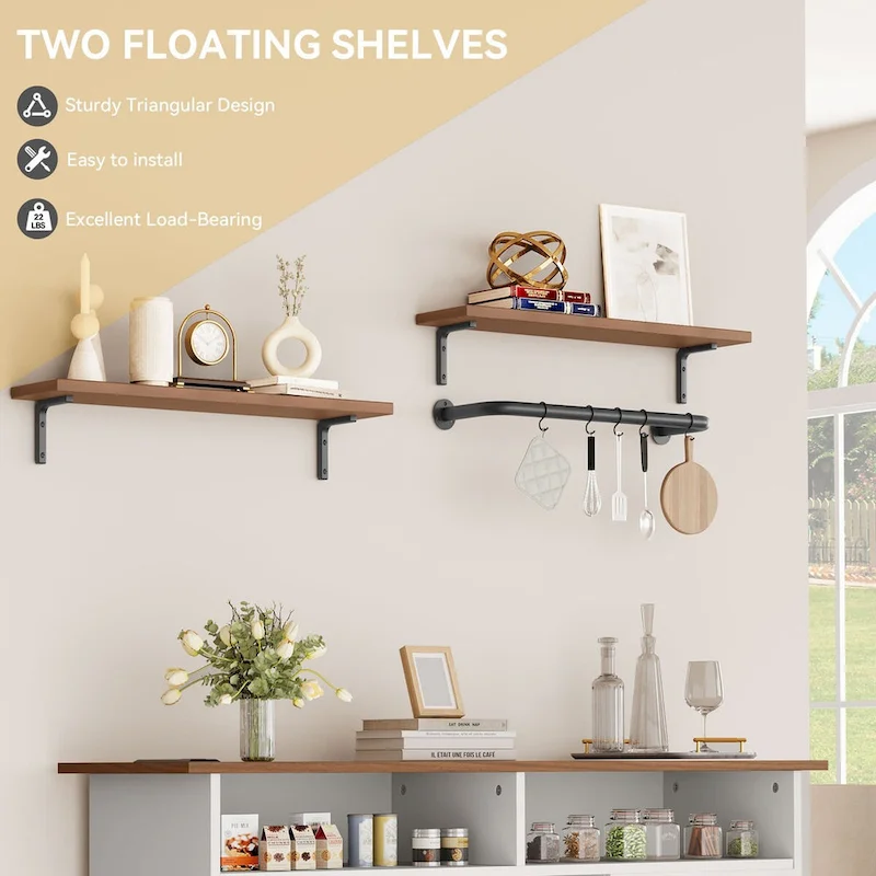 52 Farmhouse Coffee Bar Cabinet with Floating Shelf - 15.75 D x 52 W x 34 H