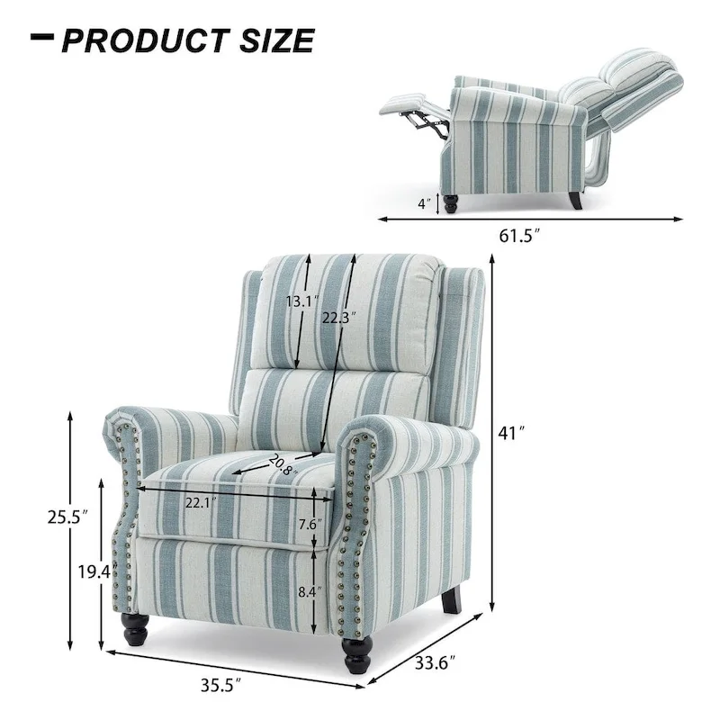 2 Set Modern Padded Seat Recliner Chair with PU Leather/Fabric