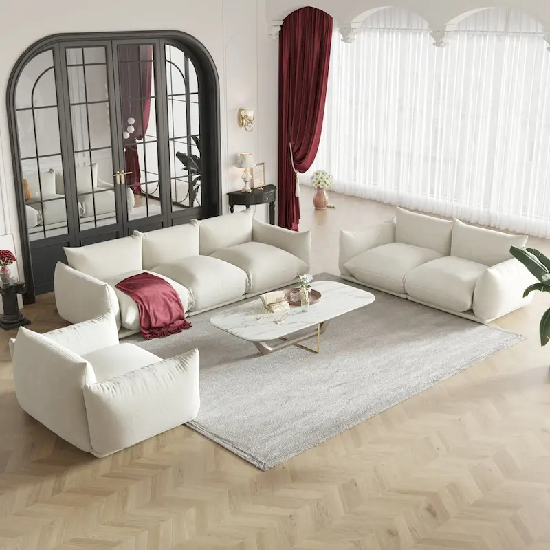 Modular Upholstered Sectional Sofas Chenille Fabric Lounge Counches