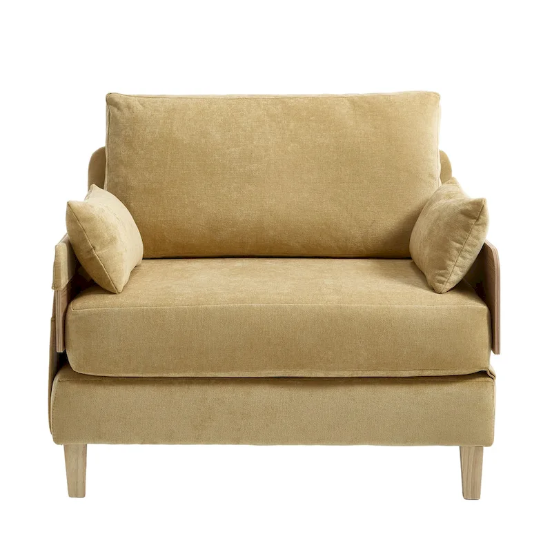 Chenille Upholstered 3-in-1 Convertible Sleeper Foldable Sofa Bed Recliner Chair with 3 Pillows