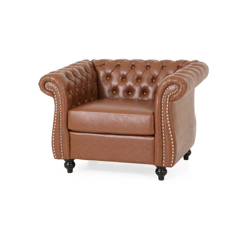 PU Tufted Accent Chair with Chesterfield Design