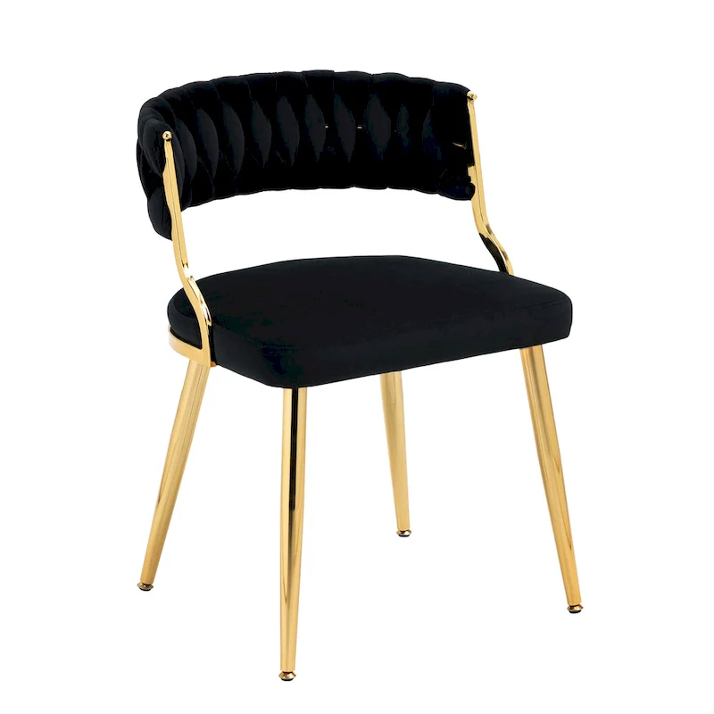Set of 4 Velvet Dining Chair with Golden Metal Legs