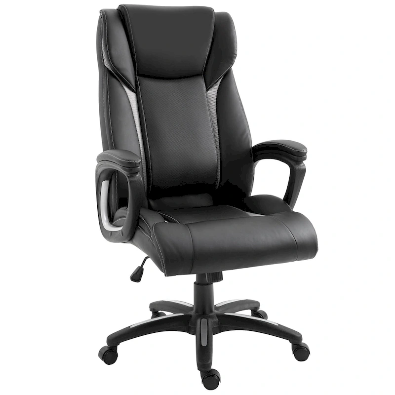 Vinsetto Ergonomic Office Chair Adjustable Height PU Leather Rocker 360? Swivel Home Task Seat, Black