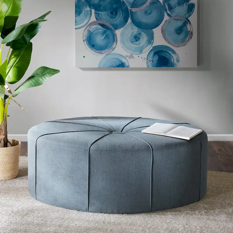 Madison Park Aberdeen Upholstered Tufted Oval Oversized Ottoman